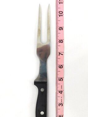 Vintage Stainless Steel with Black Handle Riveted Meat Carving Fork